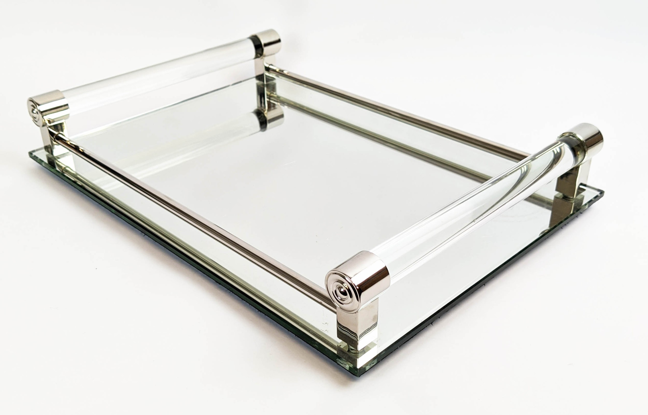 WILLIAM YEOWARD TRAY, mirrored tray with perspex handles along with a pair of etched mirrored - Image 6 of 9