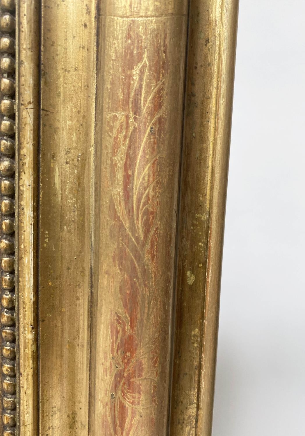 OVERMANTEL, 19th century French giltwood and gesso with arched beaded and incised frame, 74cm W x - Image 4 of 8