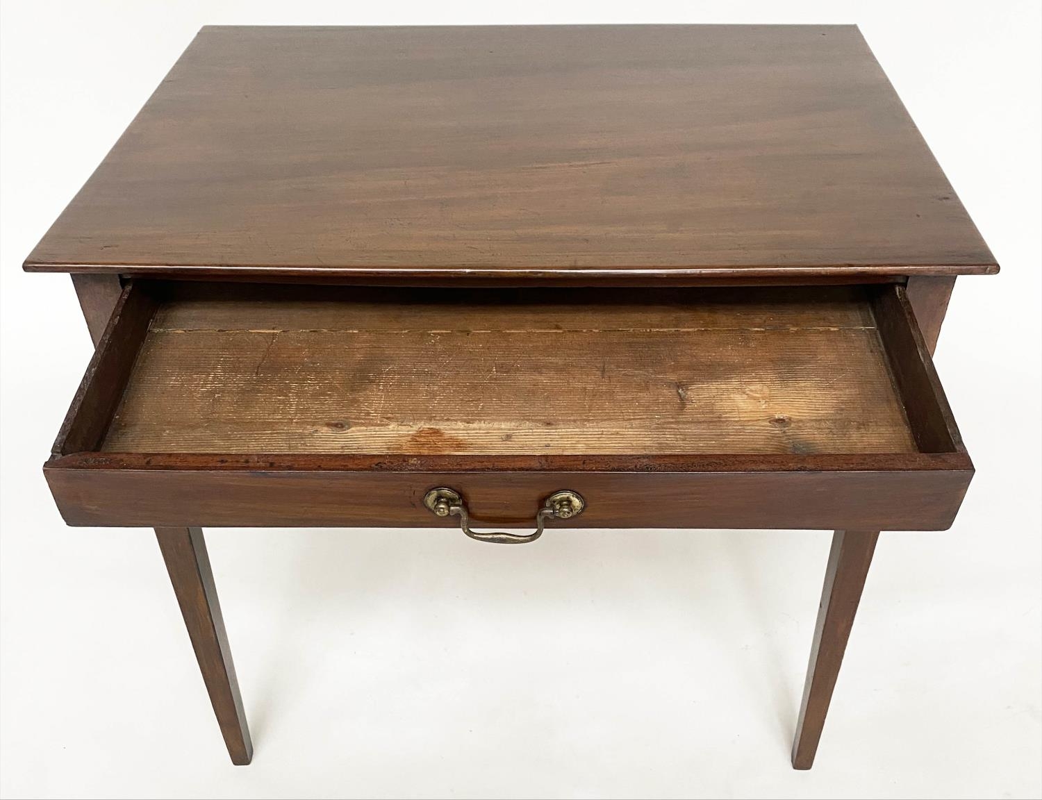 WRITING TABLE, George III period mahogany will single full width frieze drawer and square tapering - Image 2 of 7
