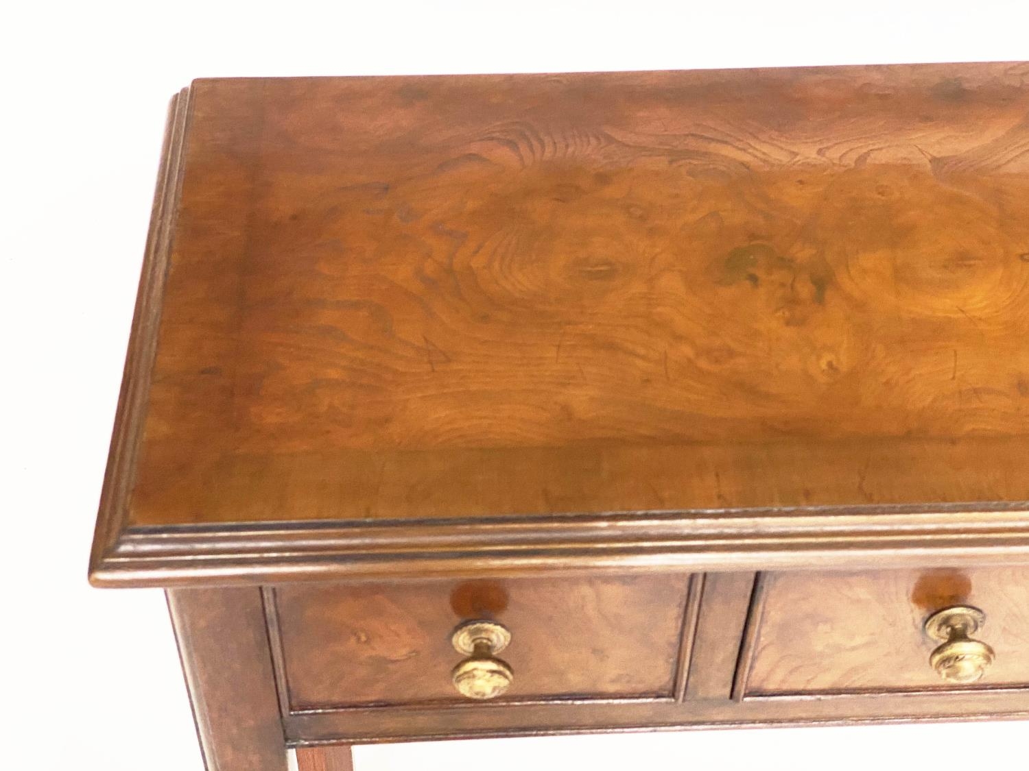 HALL TABLE, George III design burr walnut and crossbanded with four frieze drawers and inner - Image 7 of 11