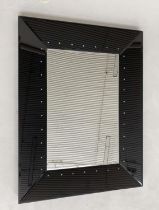 WALL MIRROR, contemporary rectangular broad glass framed with 'diamond', studs and bevelled mirror