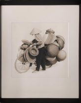 TIM HALL, 'Rice Basket Vendor', photograph, 38cm x 38cm, framed.