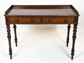 WRITING TABLE, 77cm H x 107cm x 51cm, Victorian mahogany with two drawers.