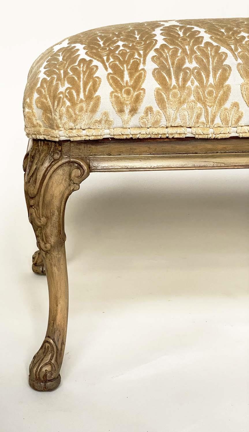 WINDOW SEAT, 18th century style walnut with brocade upholstery and cabriole supports, 98cm W x - Image 8 of 10