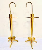 STICK STANDS, a pair, gilt metal finish. (2)