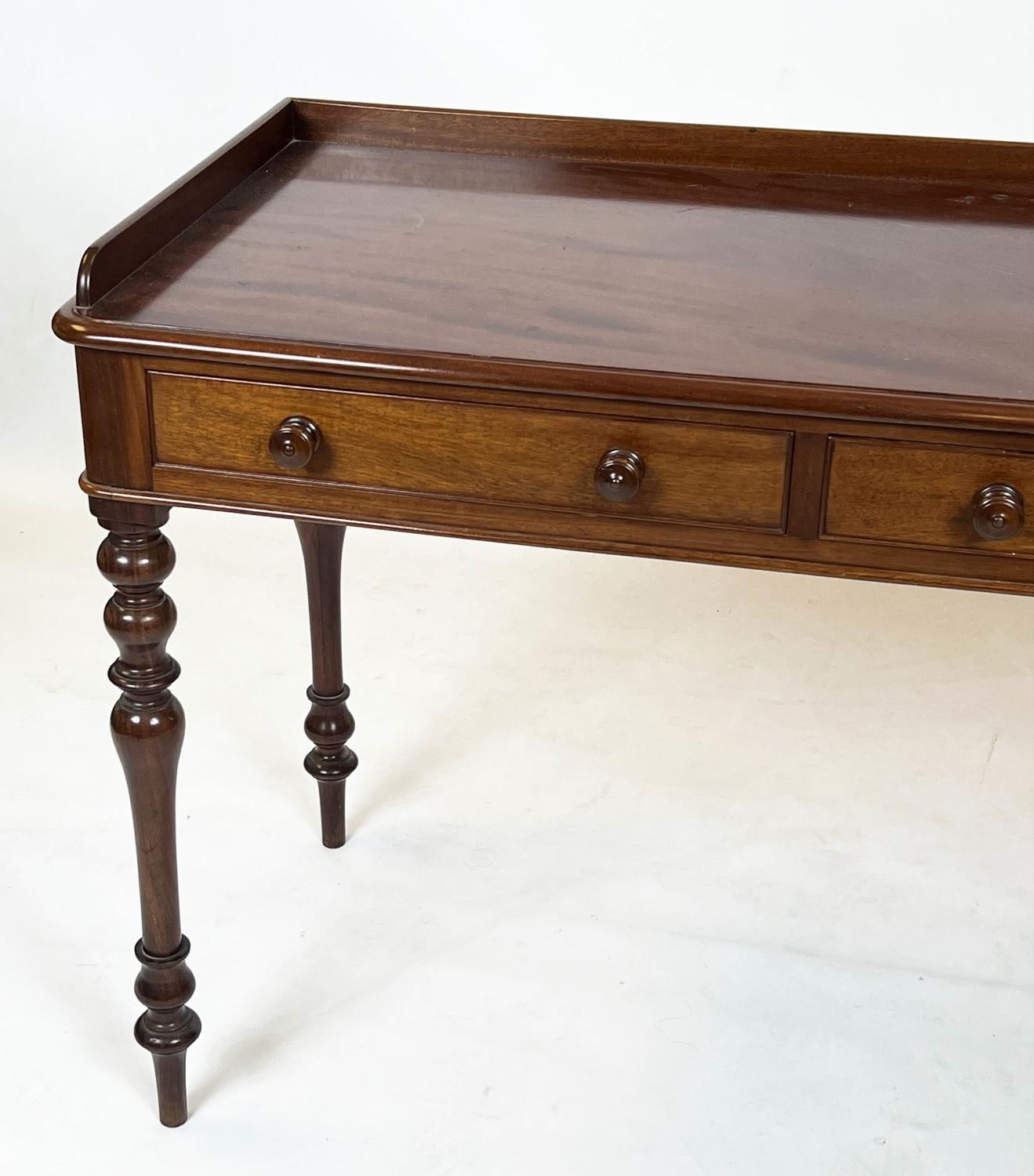 WRITING TABLE, 77cm H x 107cm x 51cm, Victorian mahogany with two drawers. - Image 2 of 3