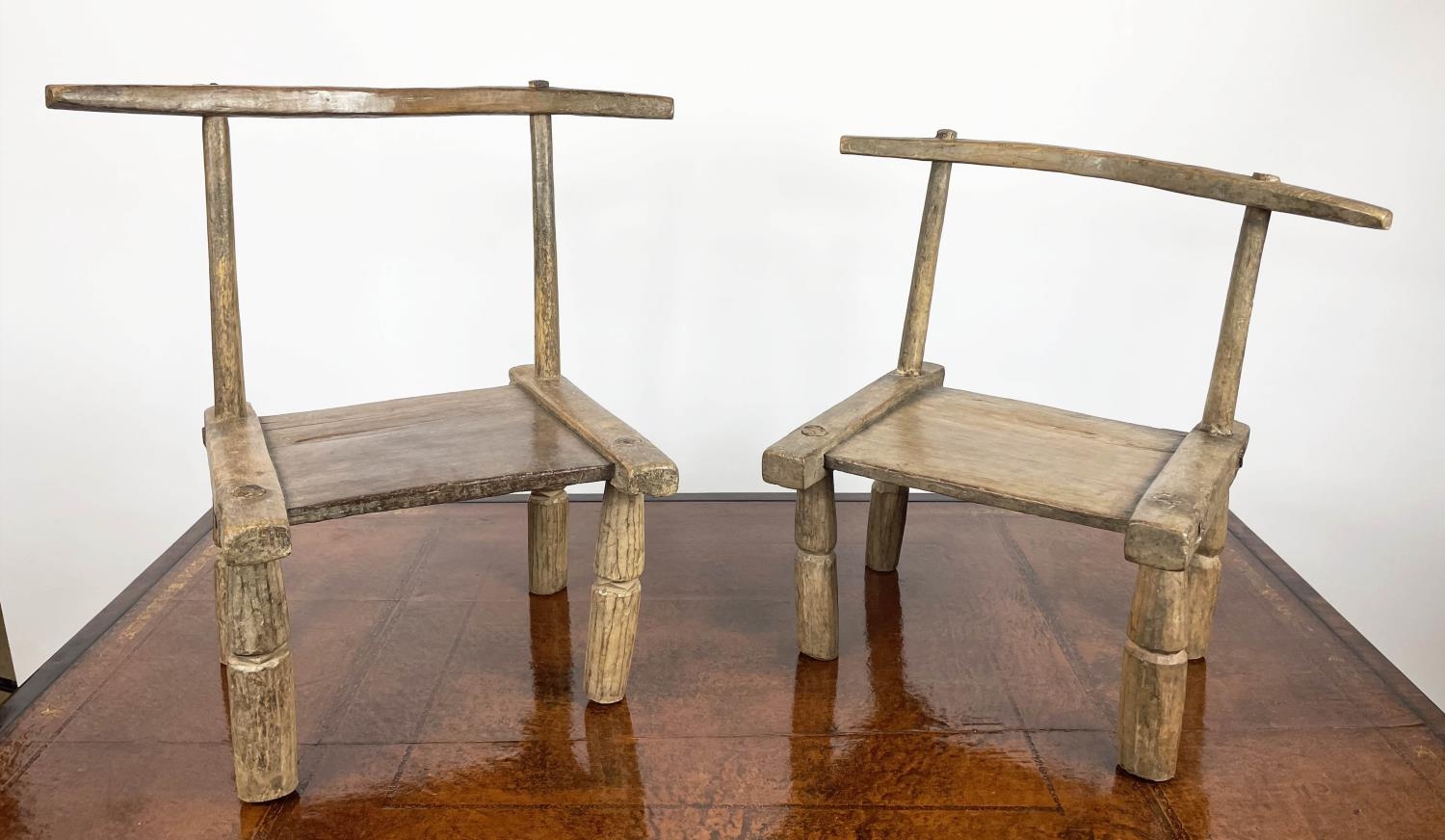 DAN AFRICAN STOOLS, a pair, Ivory Coast. 62cm H (2)