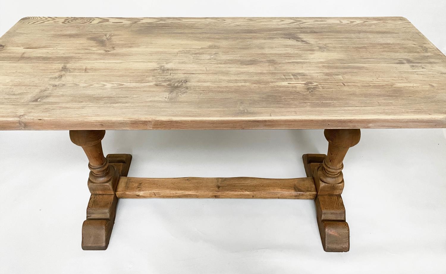 REFECTORY TABLE, 17th century style pine, rectangular with cup and cover supports, 165cm H x 71cm - Image 7 of 10