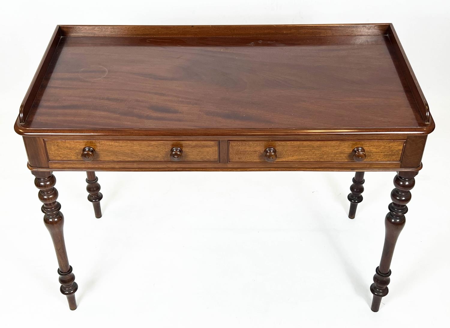 WRITING TABLE, 77cm H x 107cm x 51cm, Victorian mahogany with two drawers. - Image 3 of 3