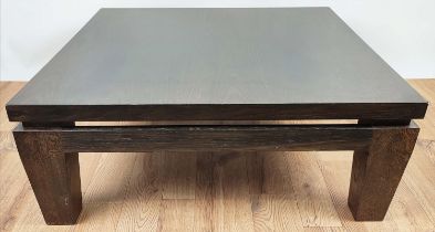 LOW TABLE, dark wood construction, 85cm x 85cm x 36.5cm.