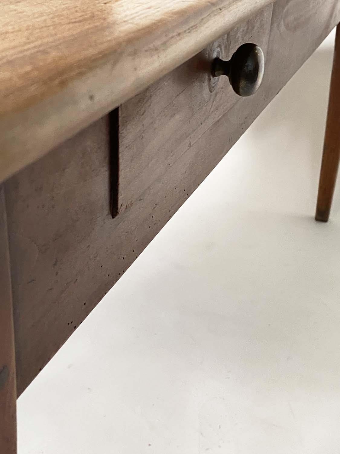 FARMHOUSE TABLE, 19th century French cherrywood with planked top opposing frieze drawers and - Image 5 of 10