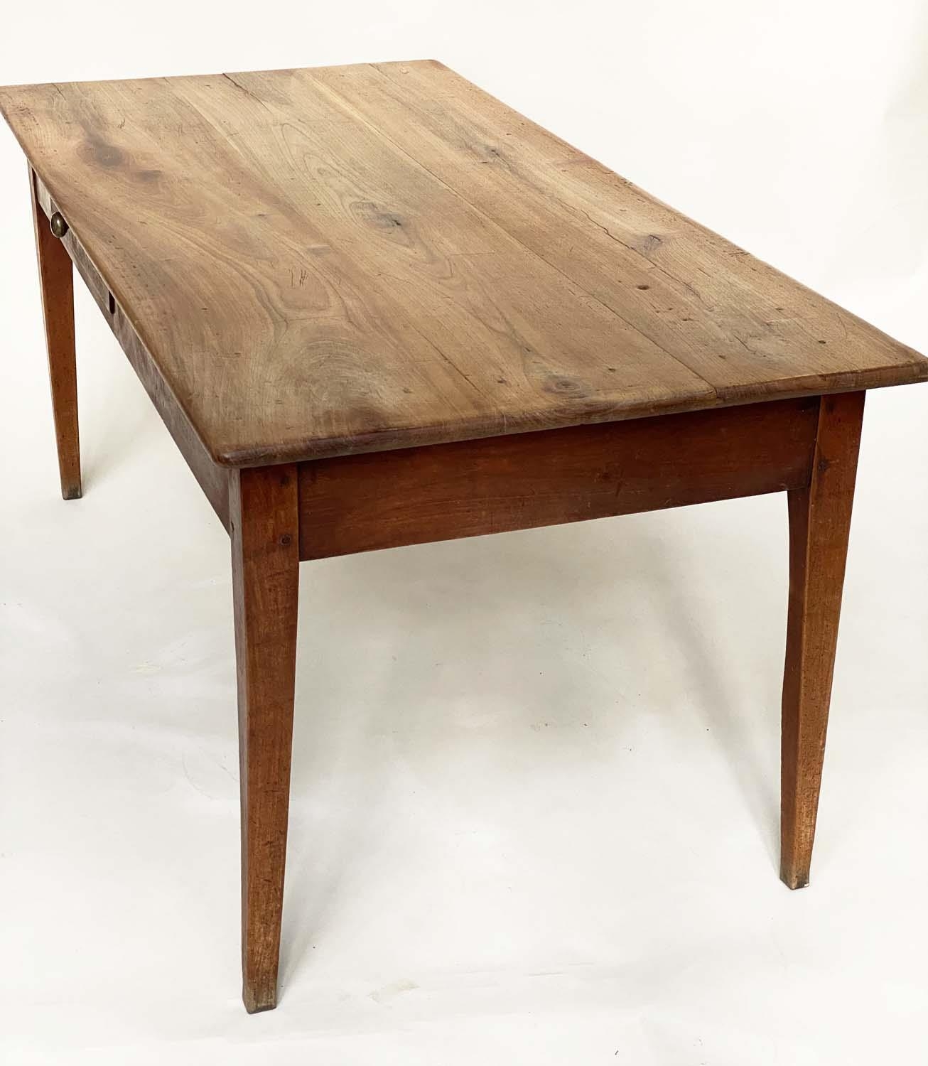 FARMHOUSE TABLE, 19th century French cherrywood with planked top opposing frieze drawers and - Image 8 of 10