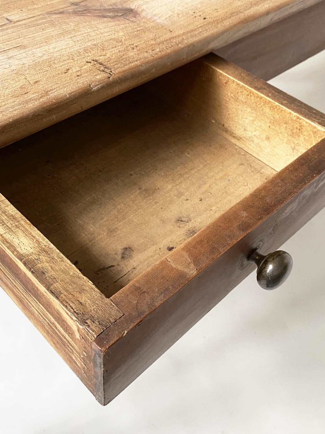 FARMHOUSE TABLE, 19th century French cherrywood with planked top opposing frieze drawers and - Image 3 of 10