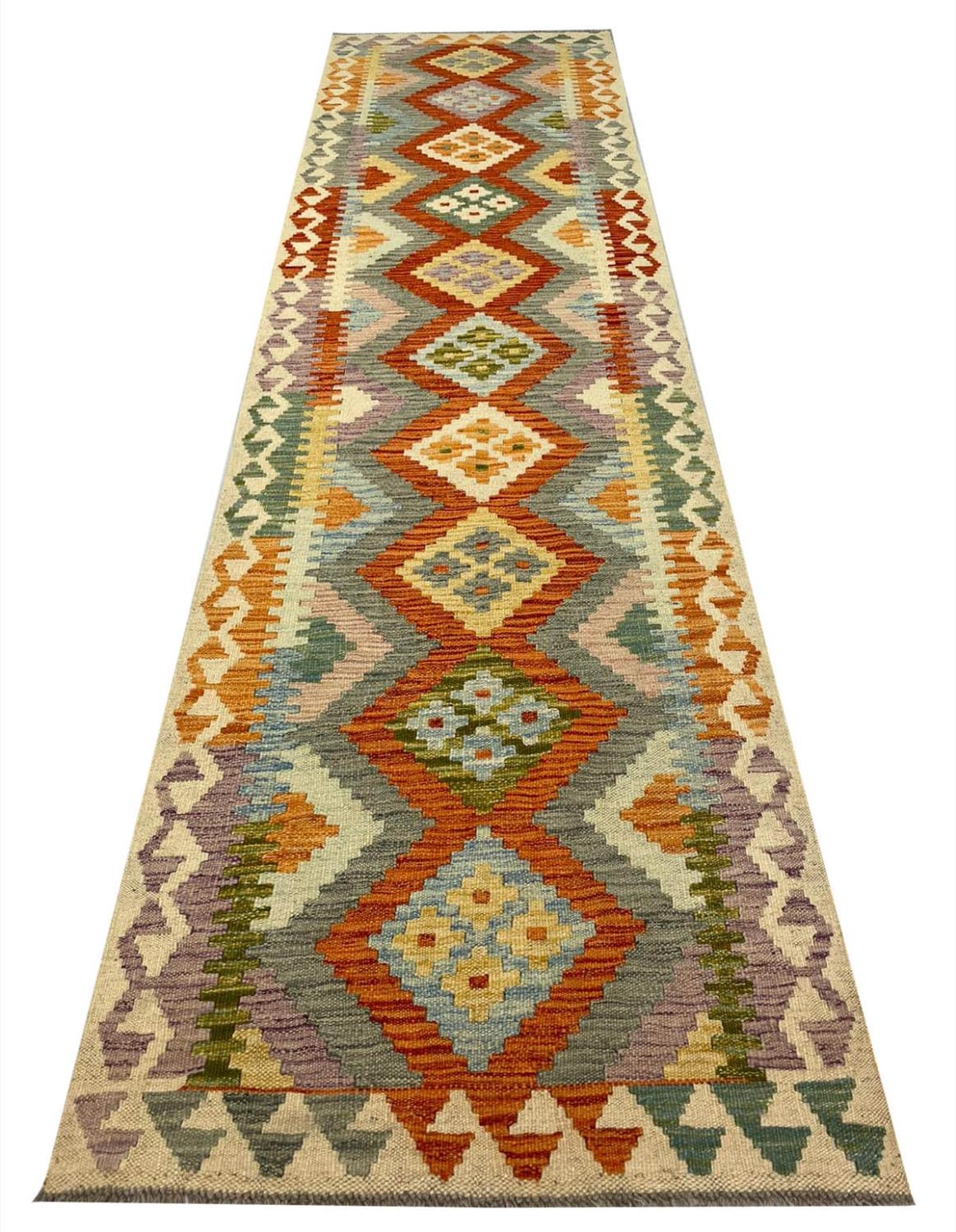 CONTEMPORARY ANATOLIAN DESIGN KILIM RUNNER, 304cm x 82cm.