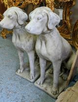 DOGS, a pair, composite stone, 71cm H. (2)