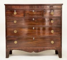 SCOTTISH HALL CHEST, early 19th century figured mahogany of adapted shallow proportions with three