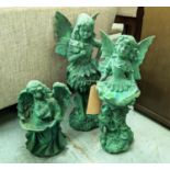 FAIRIES, a set of three, differing, cast metal, 53cm H at tallest. (3)