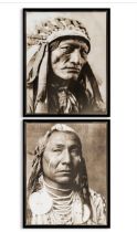 PHOTO PRINTS, a set of two, Native Americans, framed and glazed, 90cm x 73cm. (2)