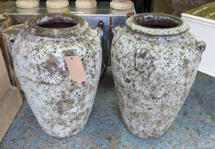 AMPHORAS, a pair, aged ceramic, 64cm H. (2)