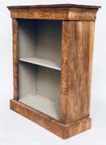 OPEN BOOKCASE, Victorian walnut and marquetry with lined shelves, 81cm W x 33cm D x 100cm H.