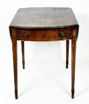 PEMBROKE TABLE, 58cm W x 71cm H x 80cm D George III mahogany and string inlaid, drop flap with a