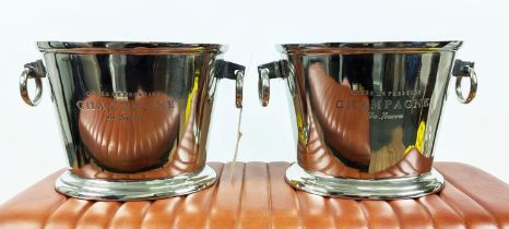 CHAMPAGNE BATHS, a pair, polished metal, each engraved with "cuvee de prestige champagne", 40cm x