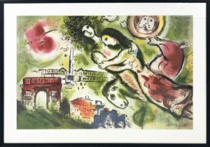 MARC CHAGALL (1887-1995), 'Romeo et Juliette, L'opera Paris lithograph, 55cm x 82cm, framed.