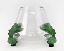 LALIQUE 'ANTINEA' VASE, the conical shaped bowl raised on four green frosted female figures,