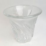 A LALIQUE 'LOBELIA' FROSTED GLASS VASE, of flared form, fern leaf moulded decoration, signed to base