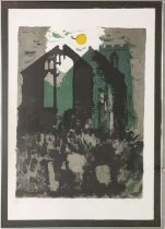 JOHN PIPER, 'Church Ruins' lithograph, 68cm x 48cm, signed and numbered 14/75cm, framed (