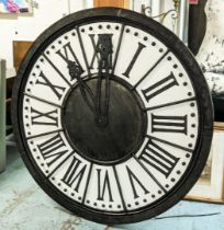 CLOCK FACE, painted metal, light up detail to rear, 150.5cm diam.