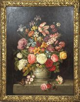 MANNER OF SIMON PIETERSZ VERELST (Dutch 1644-1721) 'Still Life of Flowers and Butterflies', oil on