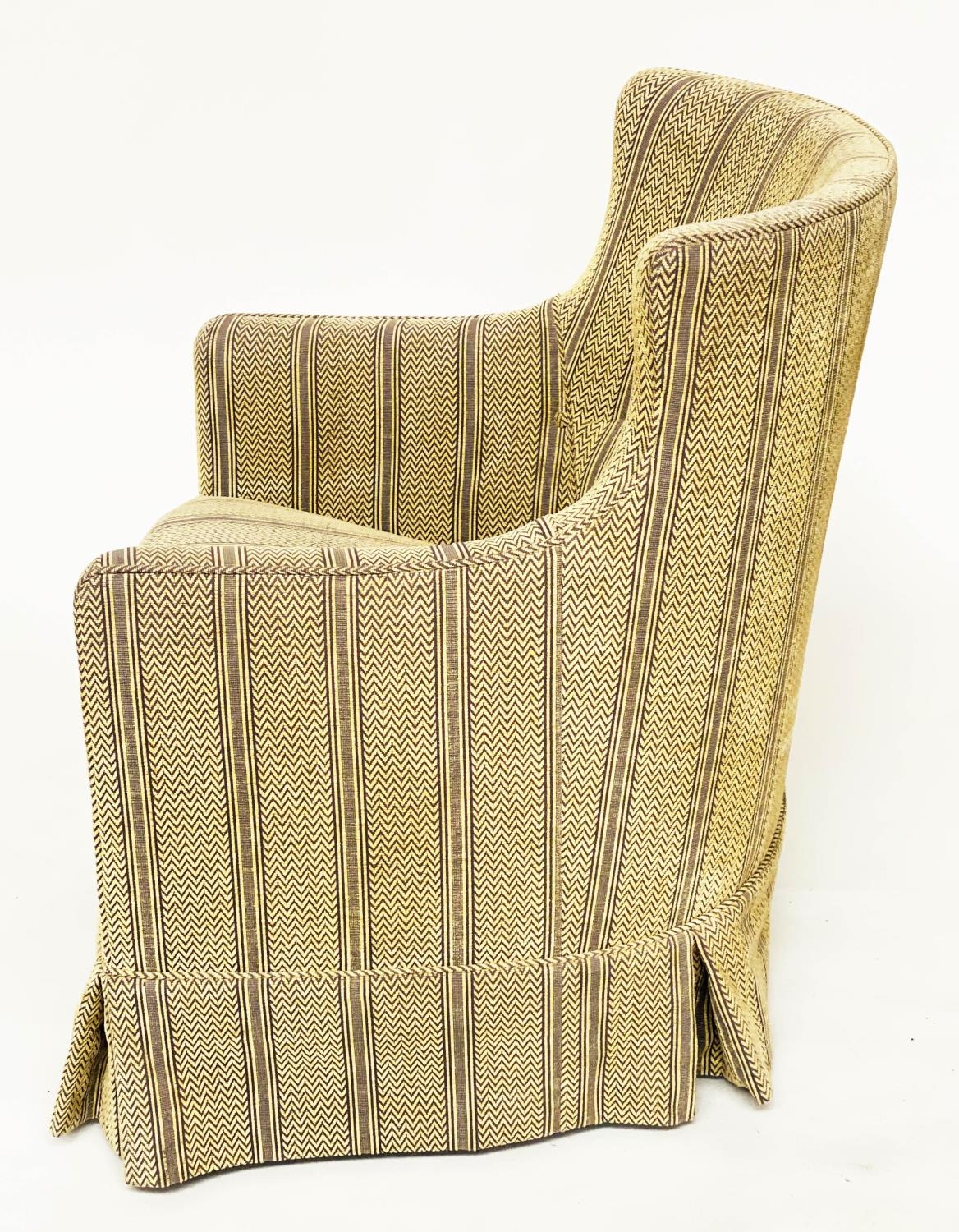 ARMCHAIR, Edwardian style striped herringbone taupe fabric with straight back and skirts, 82cm W. - Bild 3 aus 9