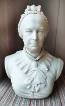 MARBLE BUST, 19th century style French Madame, 63cm H x 50cm.