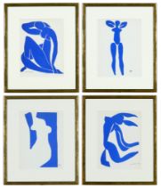 HENRI MATISSE, a set of four, Blue nudes, plate signed 1961, ref Grandes gouaches decoupees, 24cm