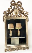 WALL MIRROR, early 20th century Italian carved giltwood and parcel gilt, rectangular with ribbon bow