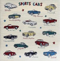 PAUL SMITH FOR THE RUG COMPANY SPORTS CARS TAPESTRY, 106cm x 106cm.