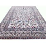 FINE SIGNED PERSIAN KURK KASHAN CARPET, 383cm x 265cm.