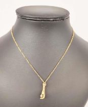 A CARTIER 18CT GOLD HAND AND PEARL PENDANT NECKLACE, 8.98 grams.