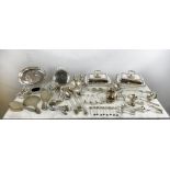 QUANTITY OF SILVER AND SILVER PLATE, including a Thomas Wallis II and Jonathan Hayne, 1817 tea