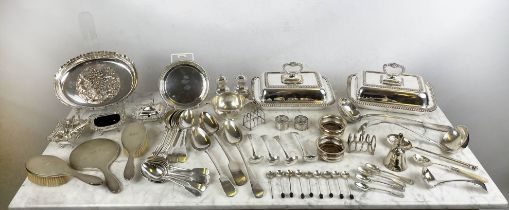 QUANTITY OF SILVER AND SILVER PLATE, including a Thomas Wallis II and Jonathan Hayne, 1817 tea