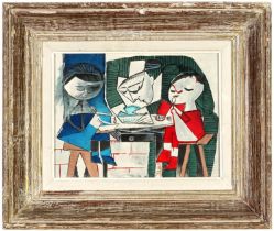 PABLO PICASSO, Il pasto, edition 200, rare pochoir suite: Venti pochoirs, 1955, French vintage