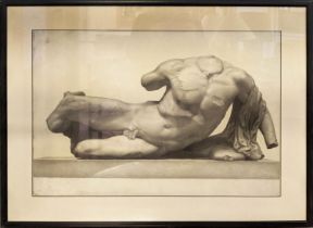 FOLLOWER OF GEORGE RICHMOND RA, 'Figure of Reclining Rival God Ilisios, from the Parthenon', pencil,