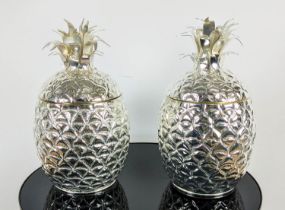 PINEAPPLE ICE BUCKETS, a pair, polished metal, 34cm H. (2)