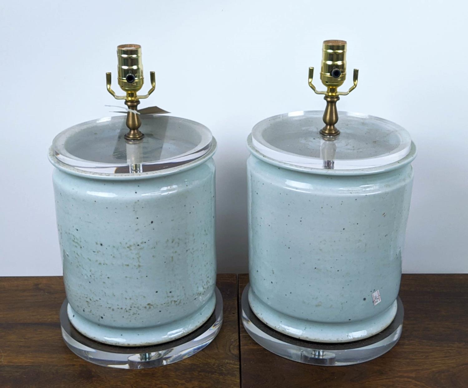 PAOLO MOSCHINO CELADON CACHE POT LAMPS, a pair, 42cm H. (2) - Image 2 of 9