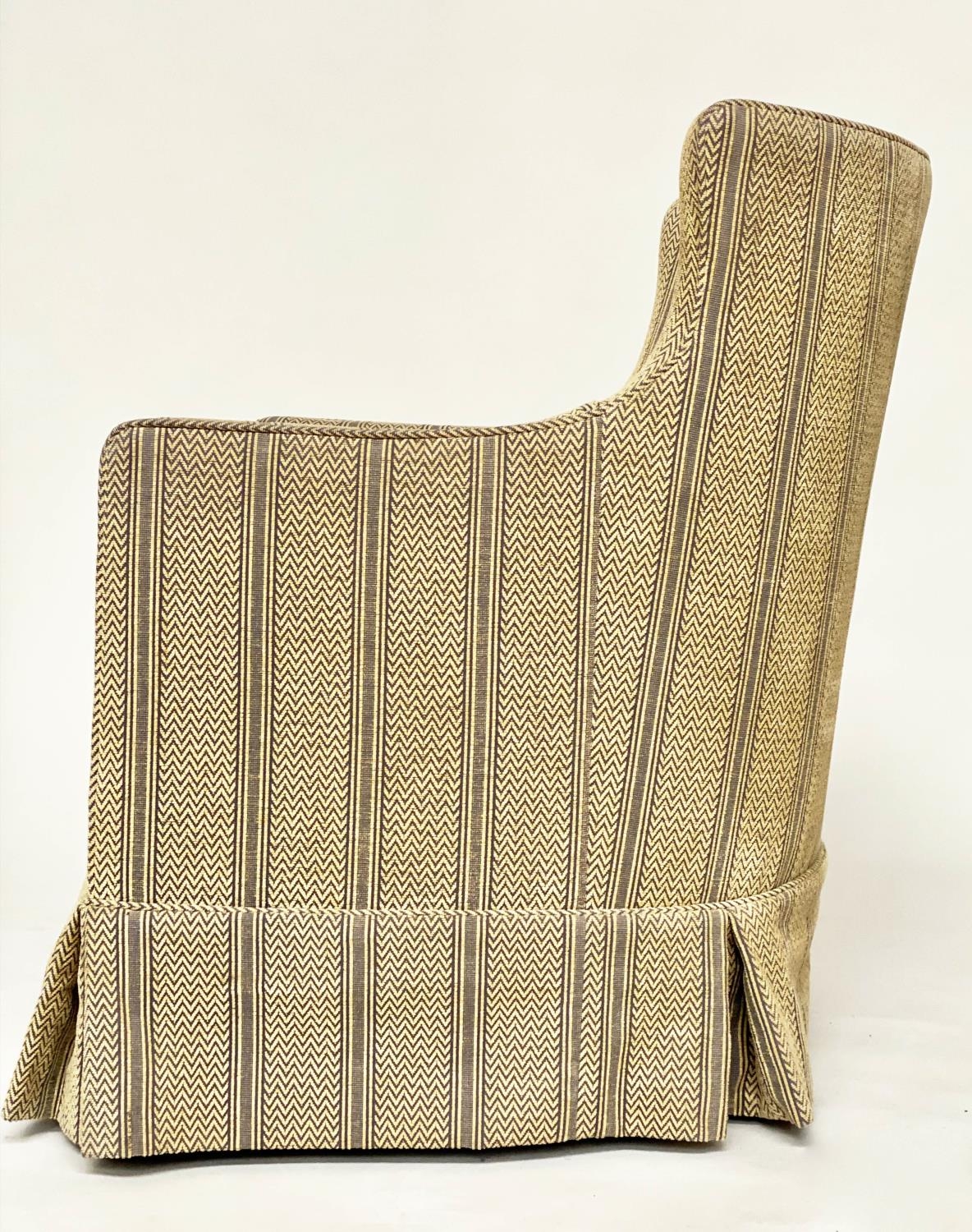 ARMCHAIR, Edwardian style striped herringbone taupe fabric with straight back and skirts, 82cm W. - Bild 5 aus 9