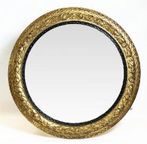 CONVEX WALL MIRROR, 19th century giltwood framed with a convex plate, 150cm W.