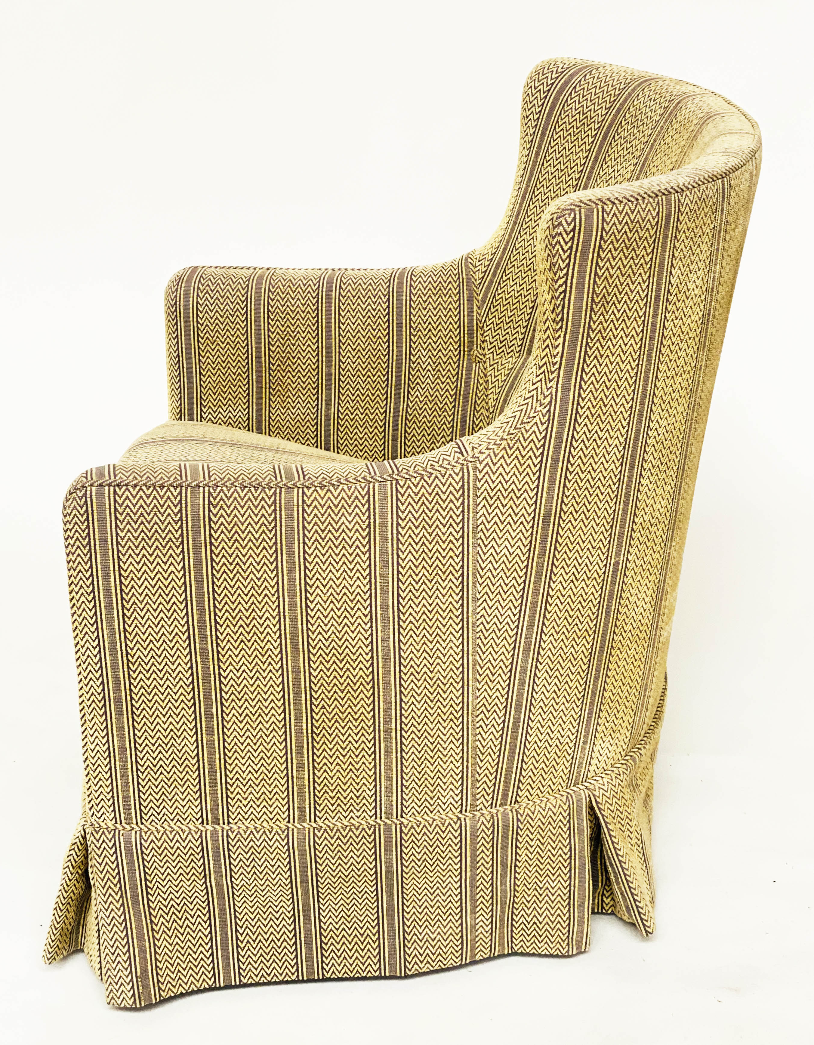 ARMCHAIR, Edwardian style striped herringbone taupe fabric with straight back and skirts, 82cm W. - Bild 6 aus 9
