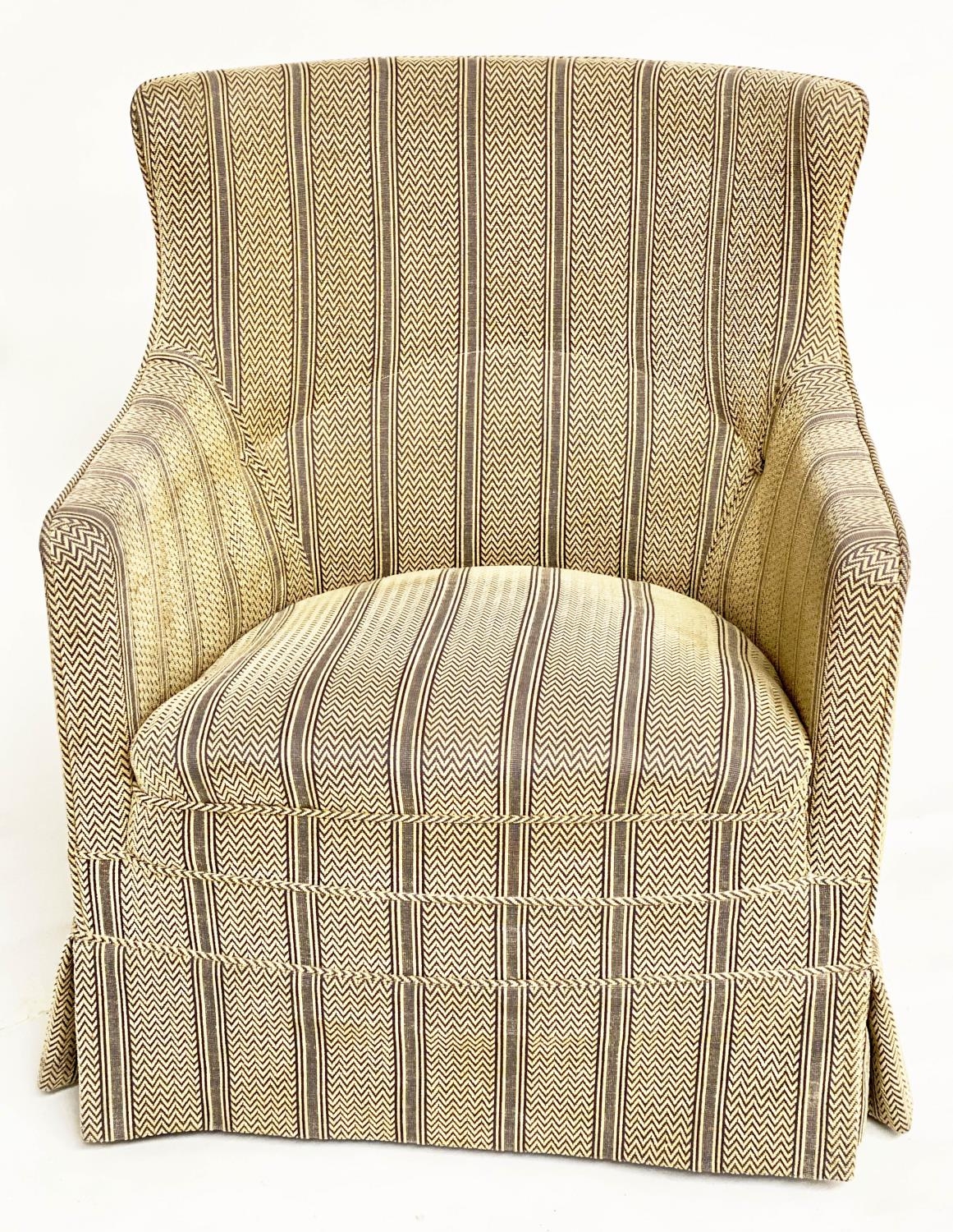 ARMCHAIR, Edwardian style striped herringbone taupe fabric with straight back and skirts, 82cm W. - Bild 7 aus 9