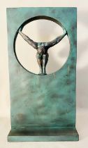 'THE DIVER’, contemporary sculptural study, bronzed finish resin, 81cm H x 44cm W x 25cm D.